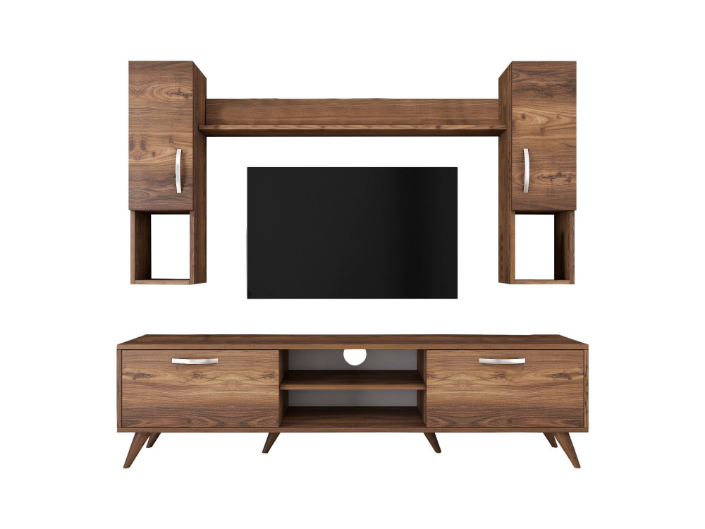 Ensemble meuble TV en bois "Mezalun" - 180 x 35 x 48 cm - Marron