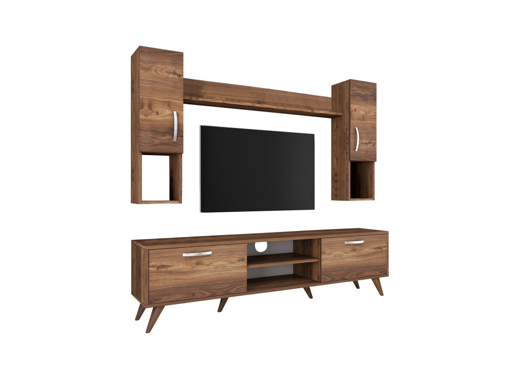 Ensemble meuble TV en bois "Mezalun" - 180 x 35 x 48 cm - Marron