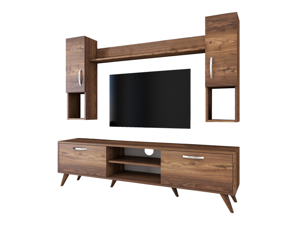 Ensemble meuble TV en bois "Mezalun" - 180 x 35 x 48 cm - Marron