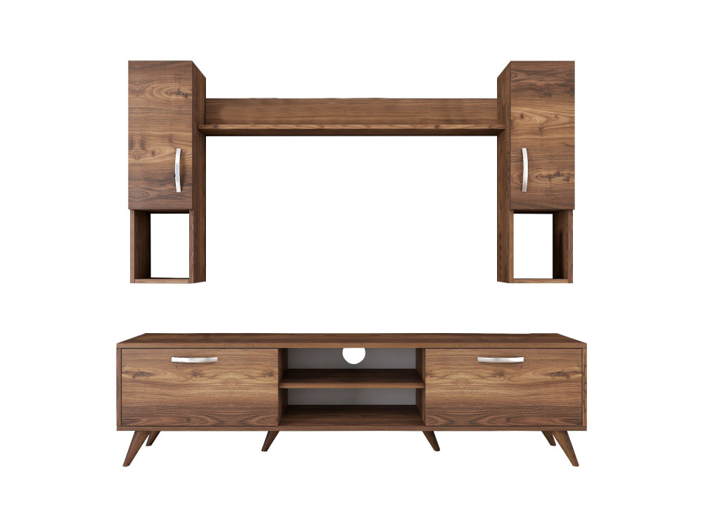 Ensemble meuble TV en bois "Mezalun" - 180 x 35 x 48 cm - Marron