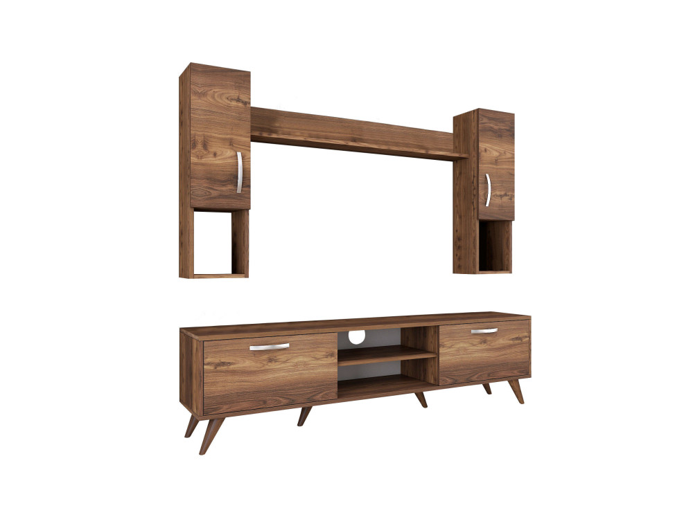 Ensemble meuble TV en bois "Mezalun" - 180 x 35 x 48 cm - Marron
