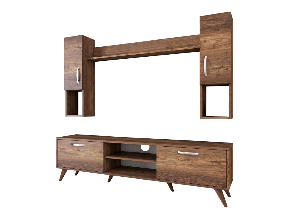 Ensemble meuble TV en bois "Mezalun" - 180 x 35 x 48 cm - Marron