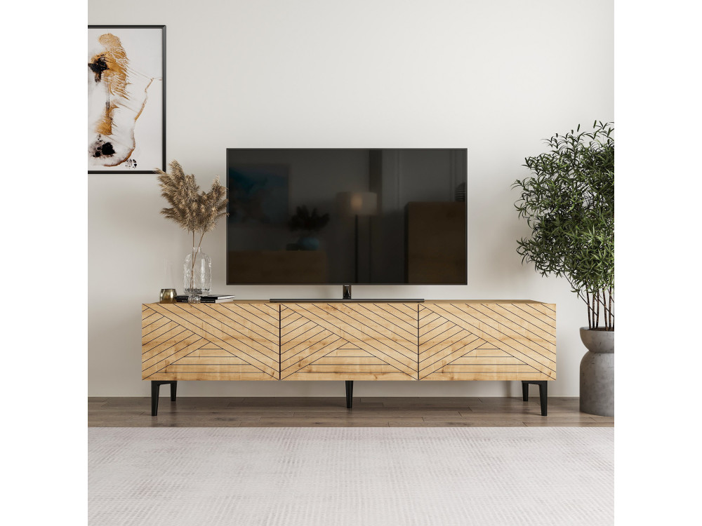 Meuble TV en bois "Felix" 160 x 31,4 x 44,1 cm - Chêne saphir