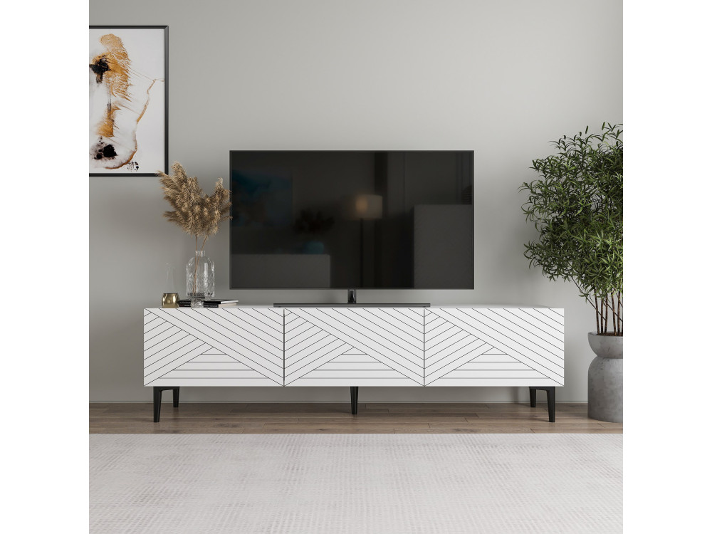 Meuble TV en bois "Felix" - 160 x 31 x 44 cm - Blanc