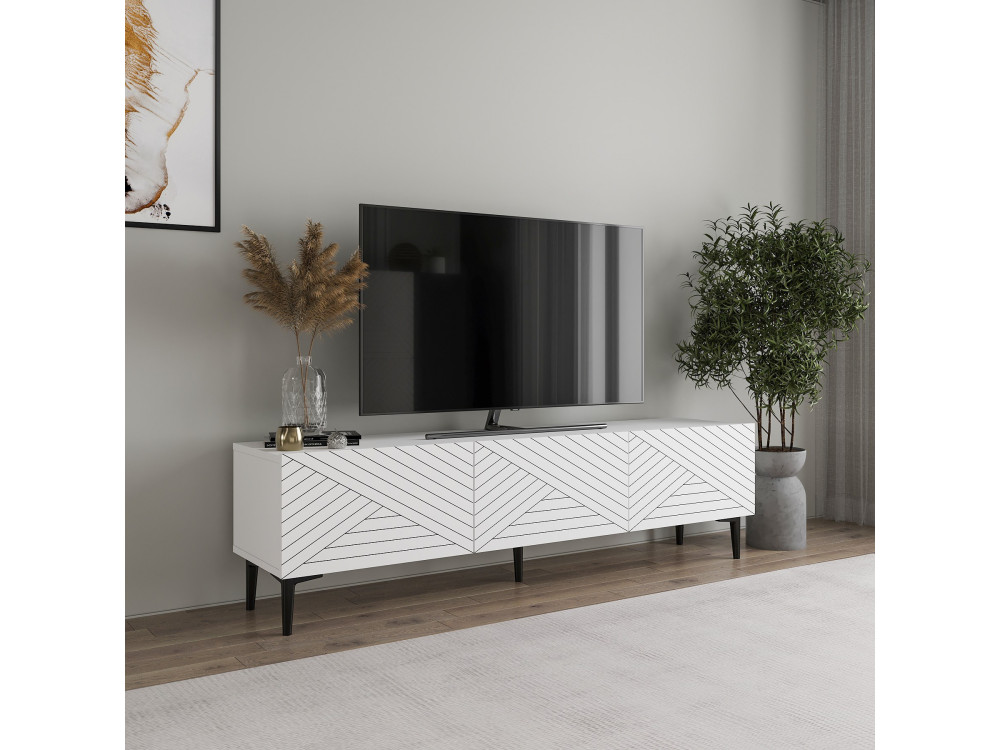Meuble TV en bois "Felix" - 160 x 31 x 44 cm - Blanc