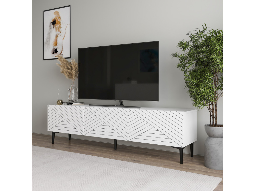 Meuble TV en bois "Felix" - 160 x 31 x 44 cm - Blanc