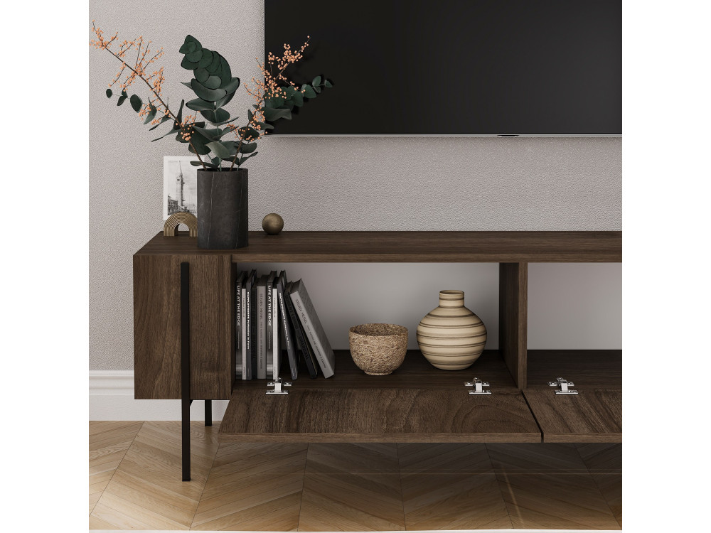 Meuble TV en bois "Herman" - 160 x 31 x 45 cm - Marron
