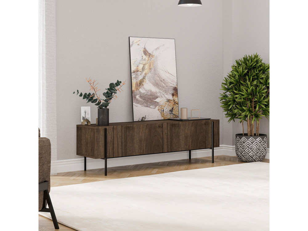 Meuble TV en bois "Herman" - 160 x 31 x 45 cm - Marron