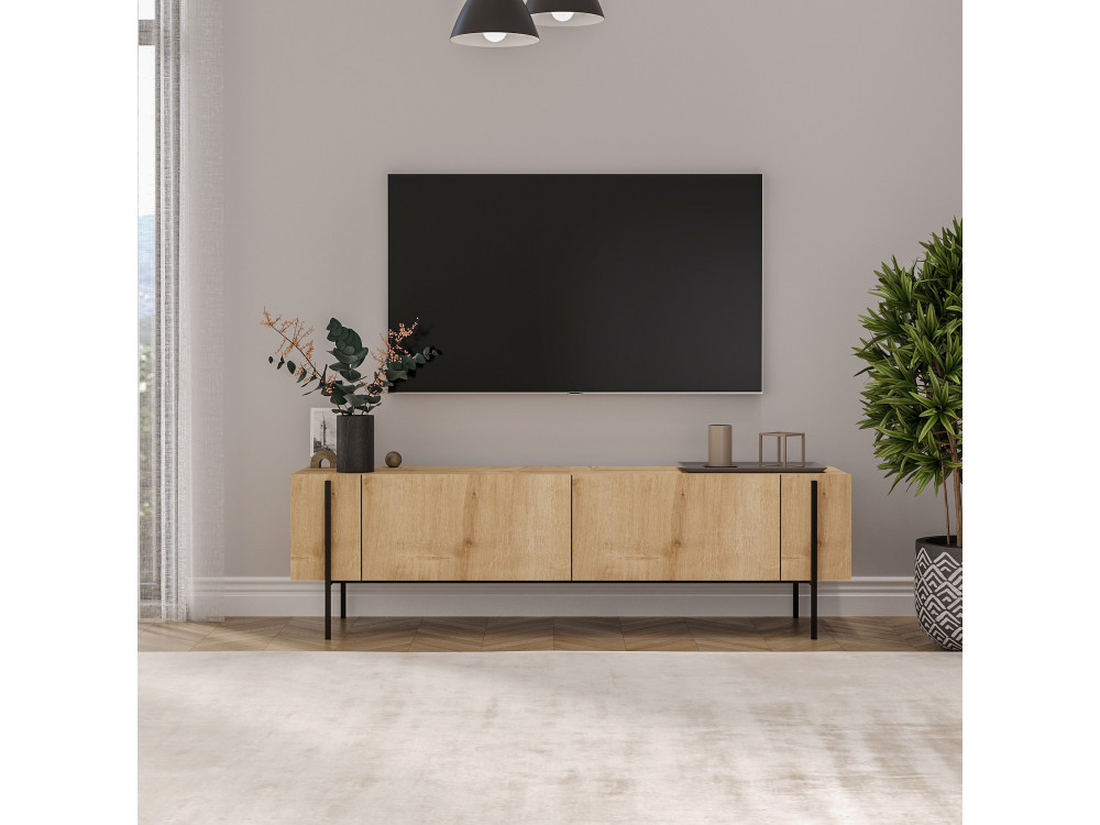 Meuble TV en bois "Herman" - 160 x 31 x 45 cm - Beige