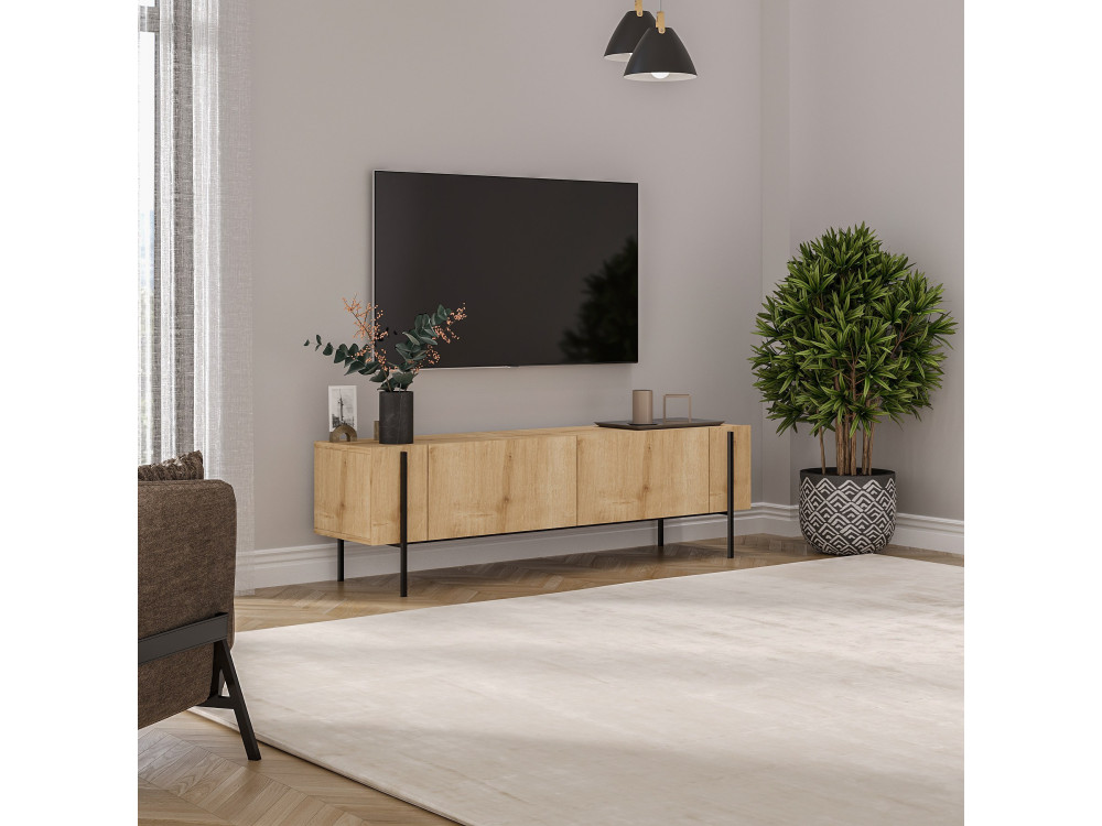 Meuble TV en bois "Herman" - 160 x 31 x 45 cm - Beige