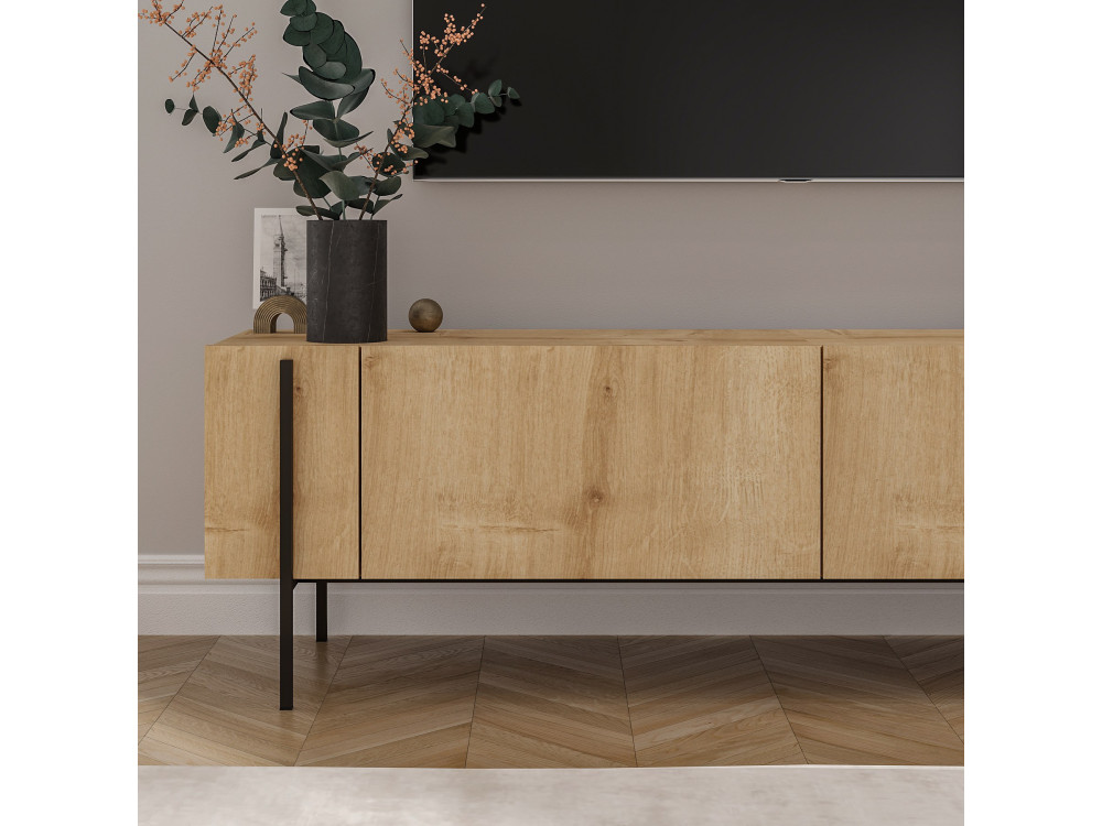 Meuble TV en bois "Herman" - 160 x 31 x 45 cm - Beige