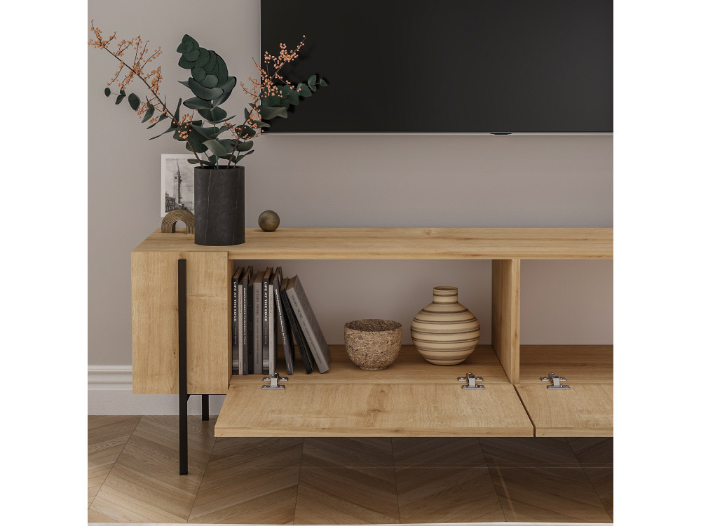 Meuble TV en bois "Herman" - 160 x 31 x 45 cm - Beige