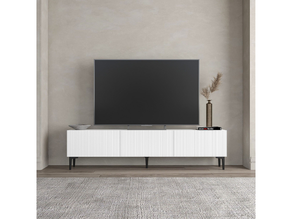 Meuble TV en bois "Oscar" - 180 x 31 x 45 cm - Blanc