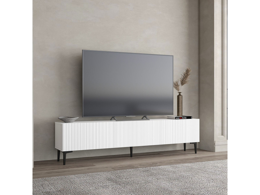Meuble TV en bois "Oscar" - 180 x 31 x 45 cm - Blanc
