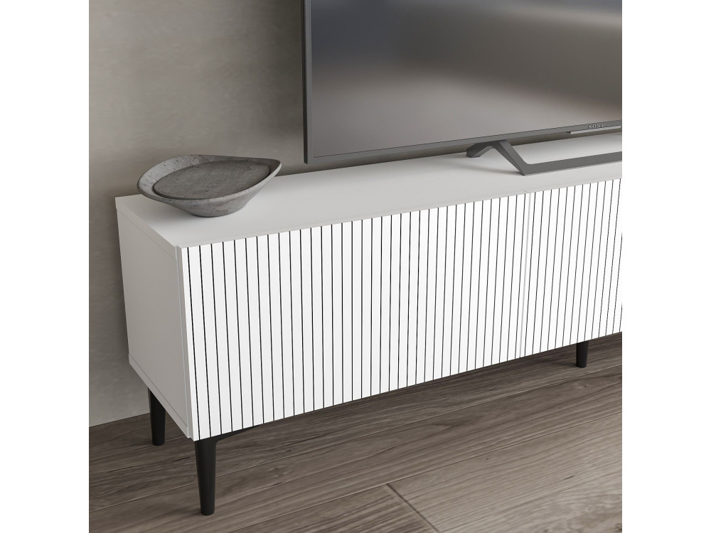 Meuble TV en bois "Oscar" - 180 x 31 x 45 cm - Blanc