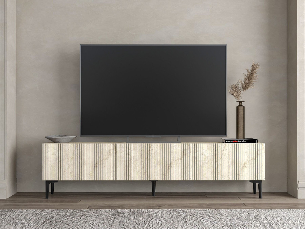 Meuble TV en bois "Oscar" - 180 x 31 x 45 cm - Beige