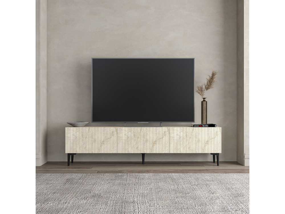 Meuble TV en bois "Oscar" - 180 x 31 x 45 cm - Beige