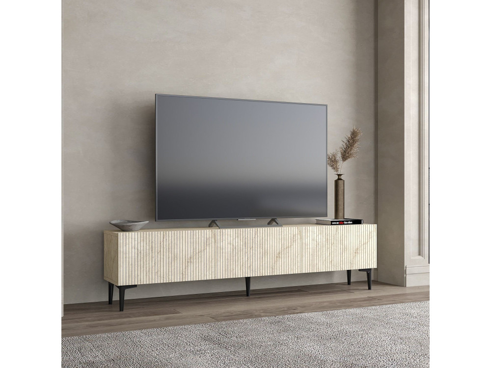 Meuble TV en bois "Oscar" - 180 x 31 x 45 cm - Beige