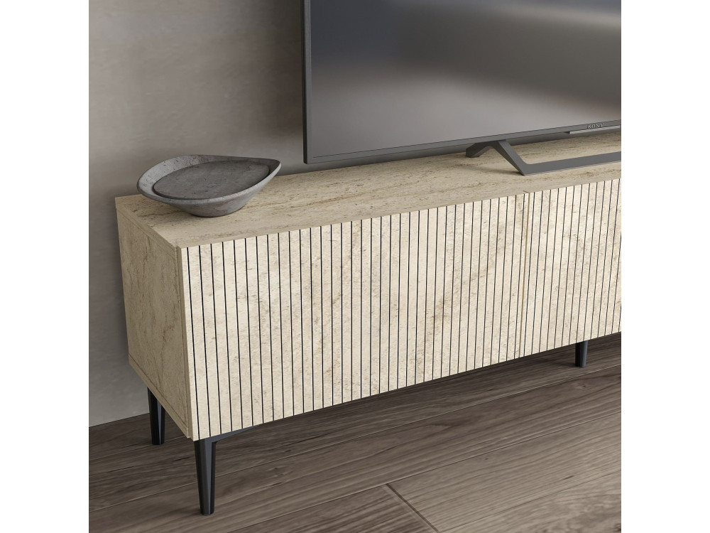 Meuble TV en bois "Oscar" - 180 x 31 x 45 cm - Beige