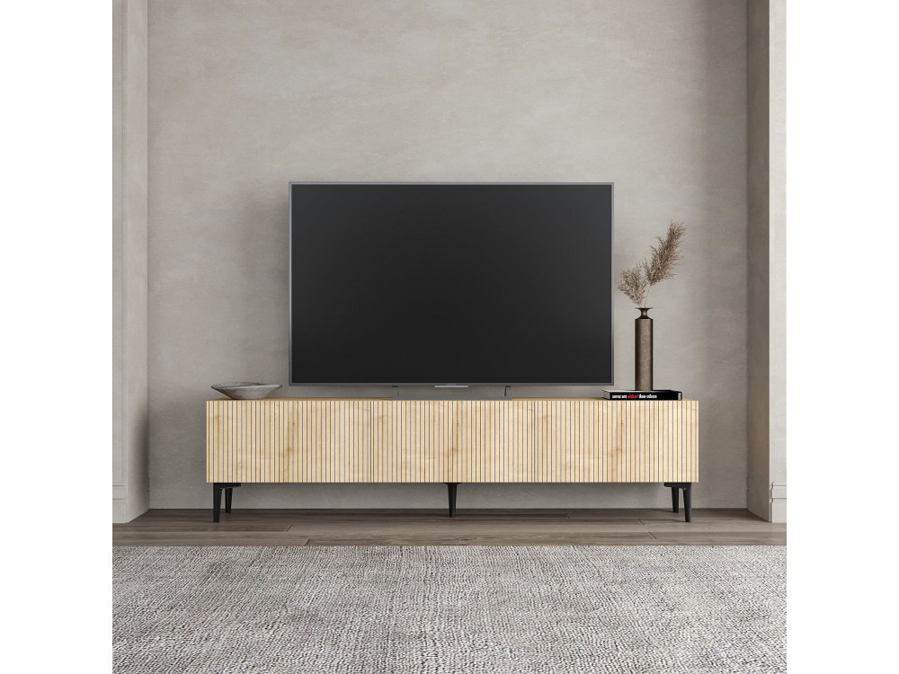 Meuble TV en bois "Oscar" - 180 x 31 x 45 cm - Marron clair