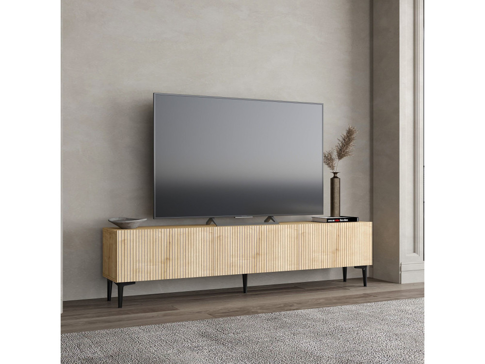 Meuble TV en bois "Oscar" - 180 x 31 x 45 cm - Marron clair