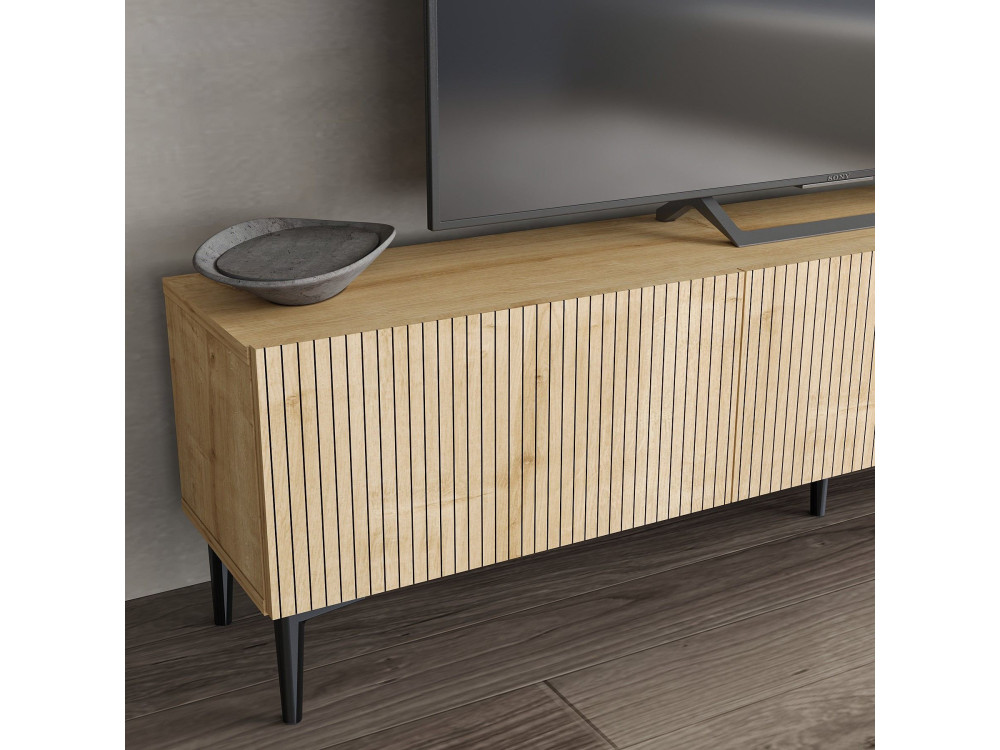 Meuble TV en bois "Oscar" - 180 x 31 x 45 cm - Marron clair