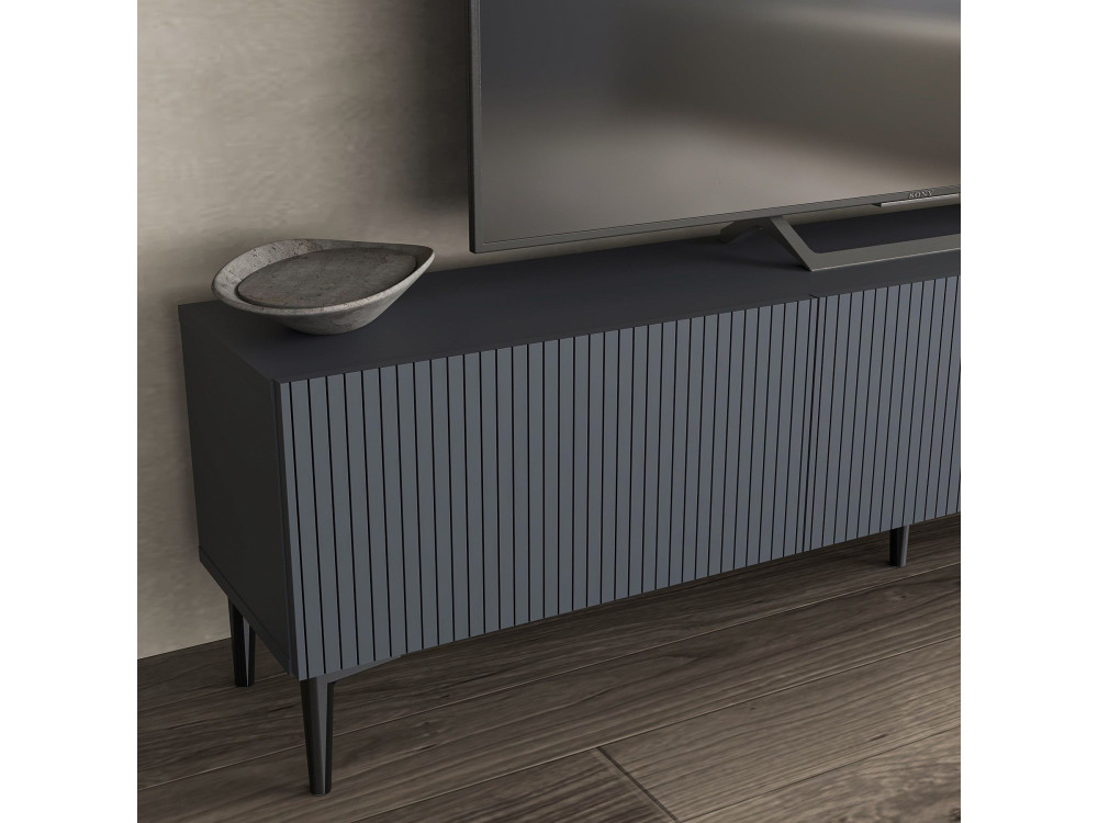 Meuble TV en bois "Oscar" - 180 x 31 x 45 cm - Gris anthracite