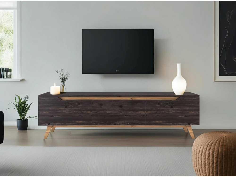 Meuble TV en bois "Digi" - 180 x 35 x 48 cm - Noir