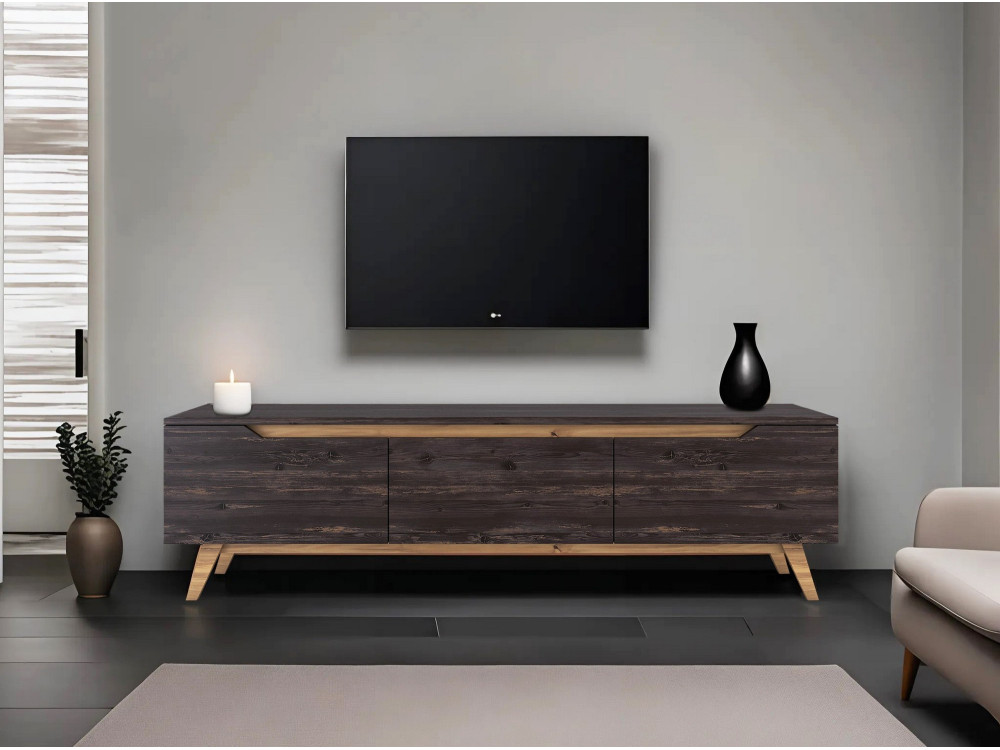 Meuble TV en bois "Digi" - 180 x 35 x 48 cm - Noir