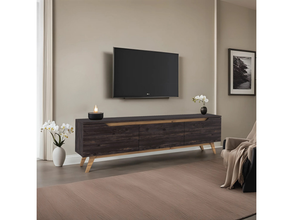 Meuble TV en bois "Digi" - 180 x 35 x 48 cm - Noir