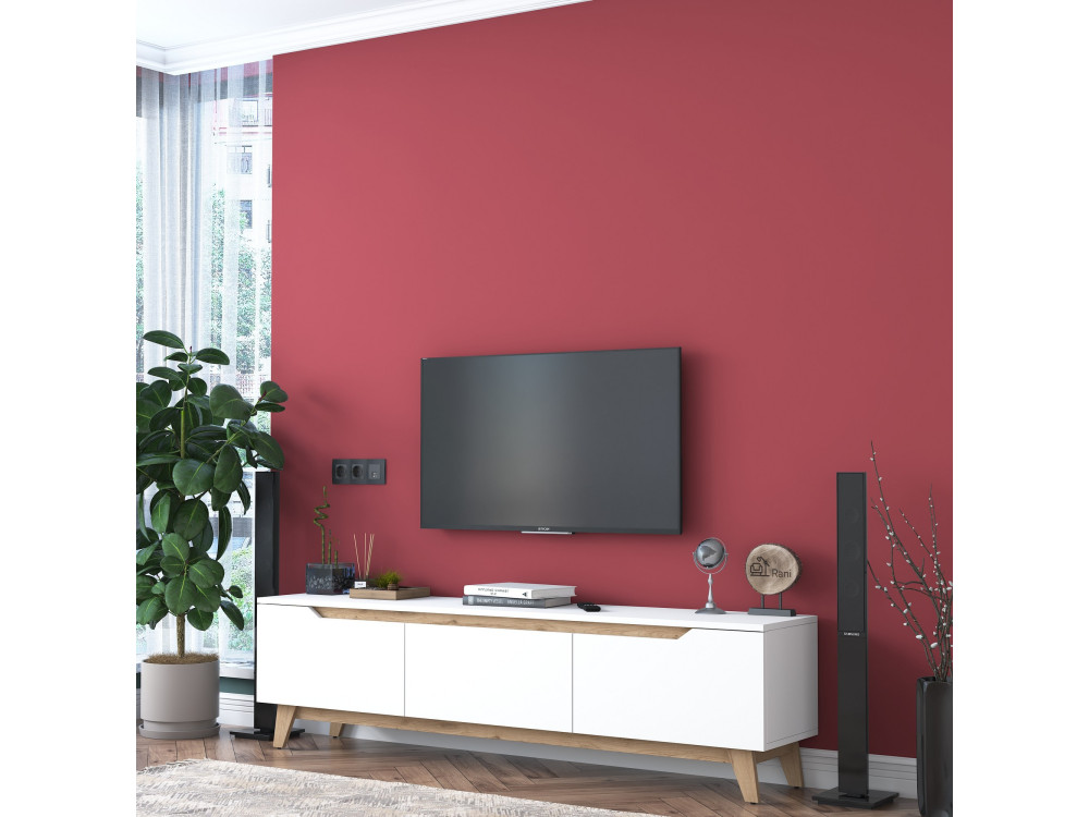 Meuble TV en bois "Digi" - 180 x 35 x 48 cm - Beige