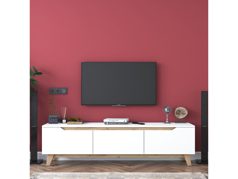 Meuble TV en bois "Digi" - 180 x 35 x 48 cm - Beige