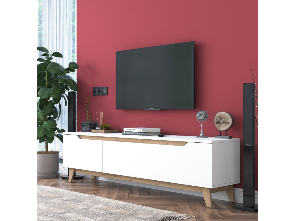 Meuble TV en bois "Digi" - 180 x 35 x 48 cm - Beige
