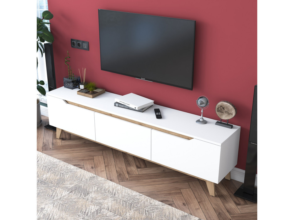 Meuble TV en bois "Digi" - 180 x 35 x 48 cm - Beige