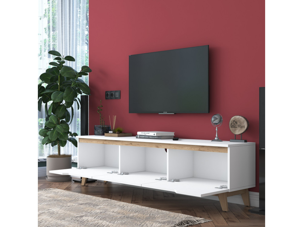 Meuble TV en bois "Digi" - 180 x 35 x 48 cm - Beige
