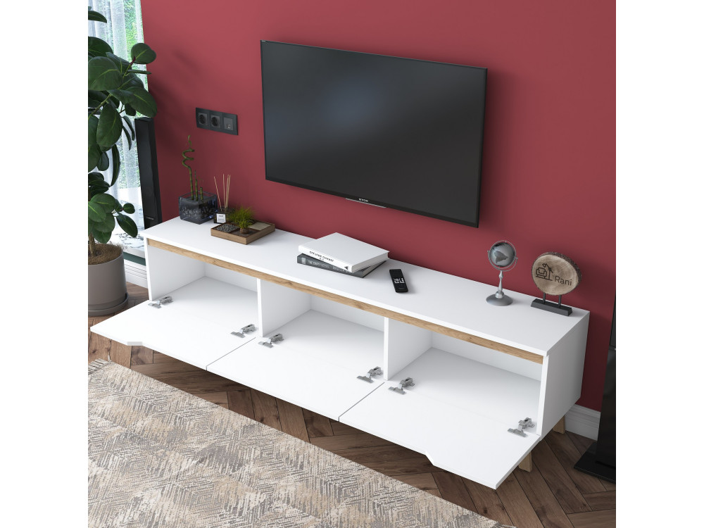 Meuble TV en bois "Digi" - 180 x 35 x 48 cm - Beige