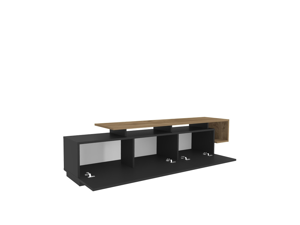 Meuble TV en bois "Basak" - 180 x 40 x 46 cm - Noir