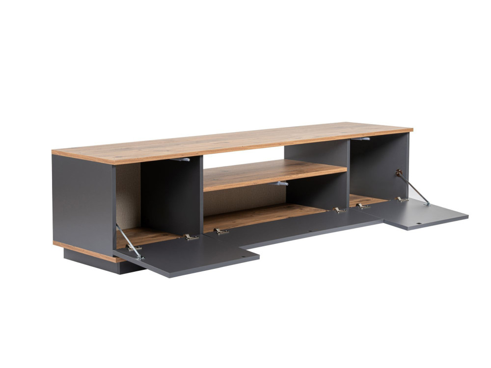 Meuble TV en bois "Veramont" - 180 x 44 x 44 cm - Gris anthracite