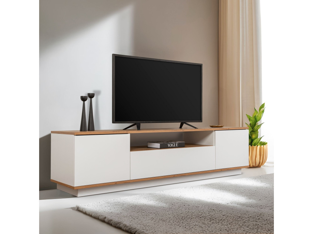 Meuble TV en bois "Veramont" - 180 x 44 x 44 cm - Marron