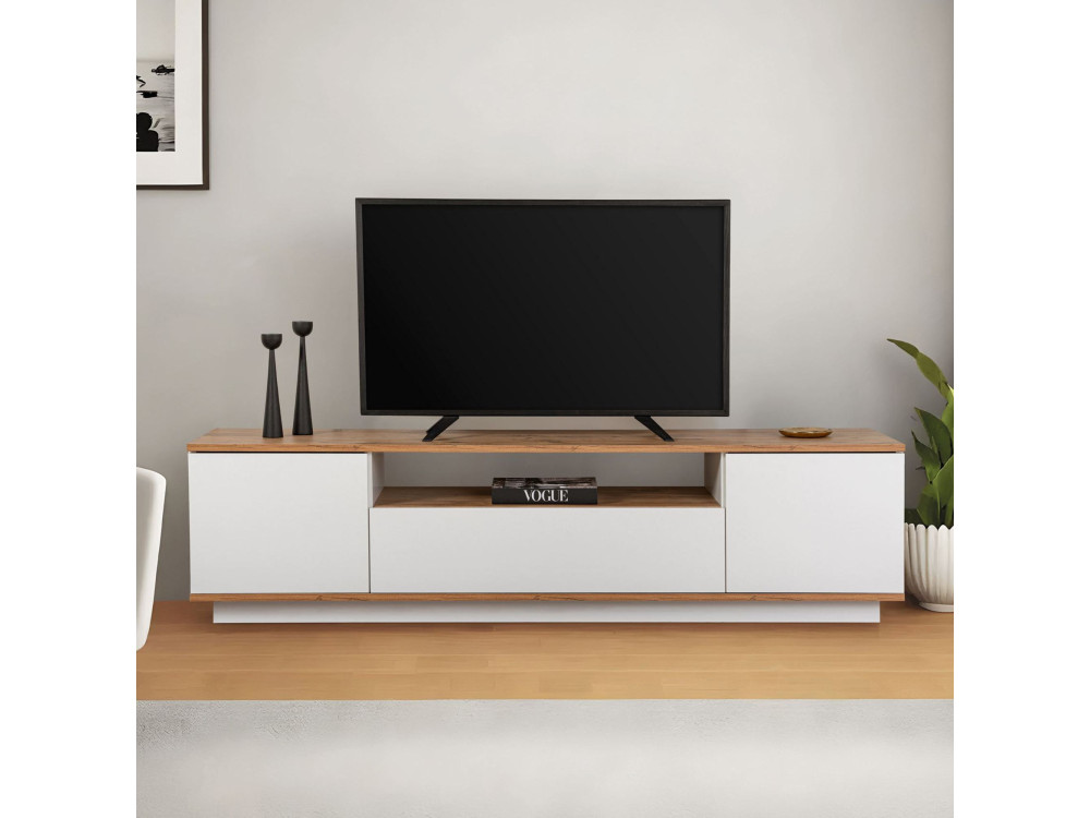 Meuble TV en bois "Veramont" - 180 x 44 x 44 cm - Marron