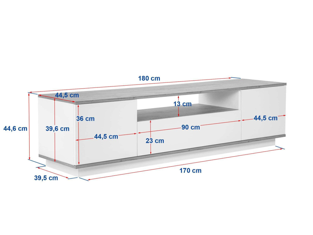 Meuble TV en bois "Veramont" - 180 x 44 x 44 cm - Marron