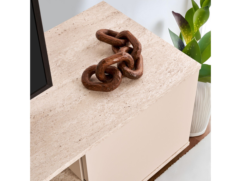 Meuble TV en bois "Veramont" - 180 x 44 x 44 cm - Beige