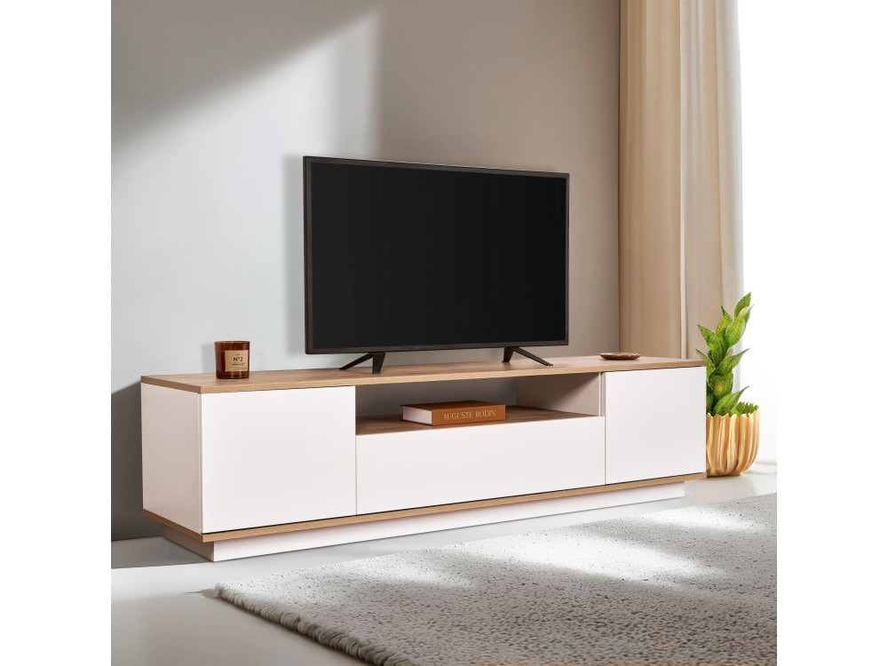 Meuble TV en bois "Veramont" - 180 x 44 x 44 cm - Marron clair