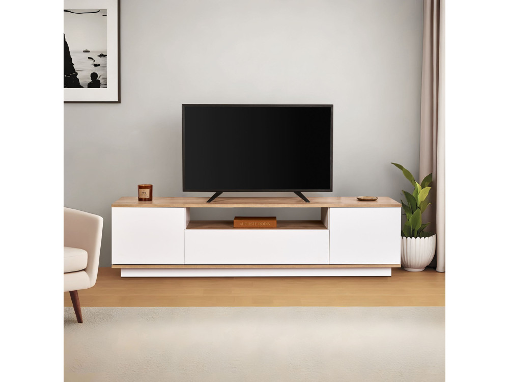 Meuble TV en bois "Veramont" - 180 x 44 x 44 cm - Marron clair