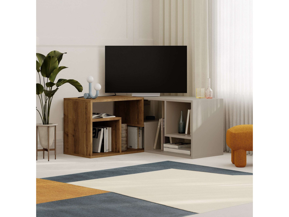 Meuble TV modulable en bois "Glis" - 145 x 35 x 44 cm - Beige