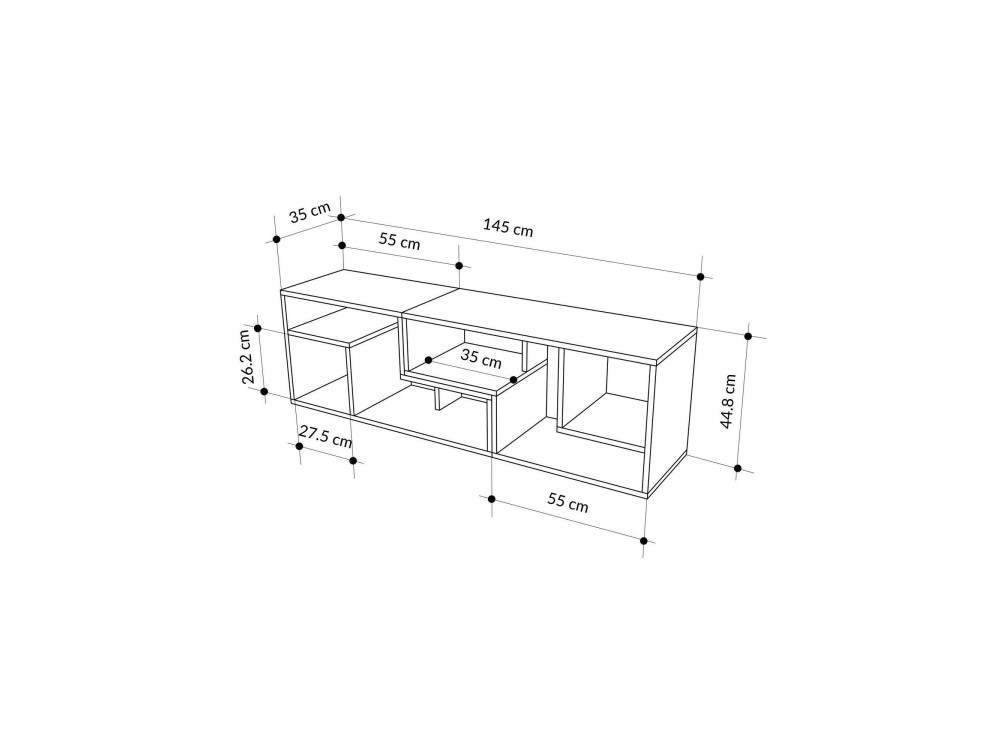 Meuble TV modulable en bois "Glis" - 145 x 35 x 44 cm - Beige