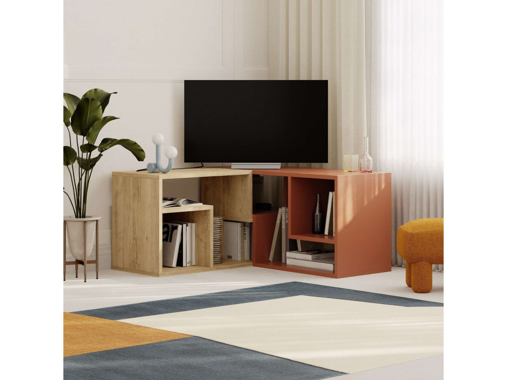 Meuble TV modulable en bois "Glis" - 145 x 35 x 44 cm - Terracotta