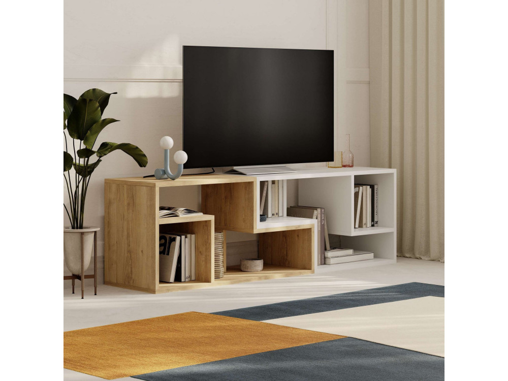 Meuble TV modulable en bois "Glis" - 145 x 35 x 44 cm - Blanc