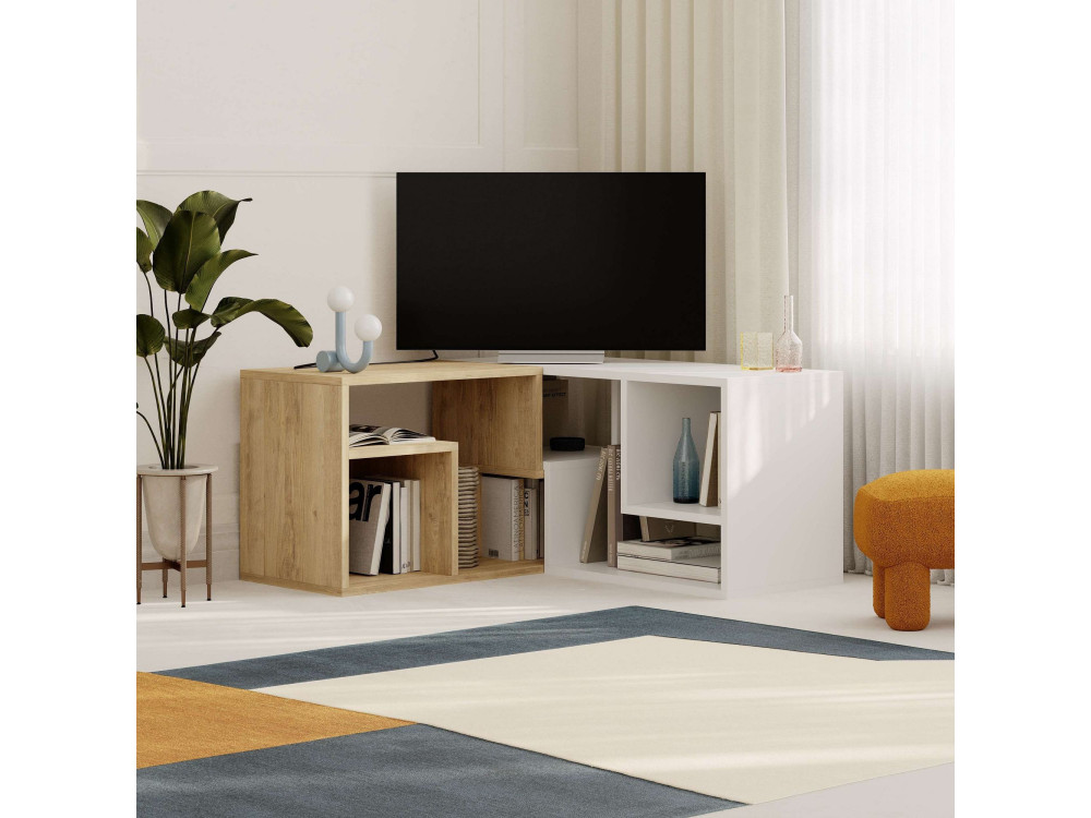 Meuble TV modulable en bois "Glis" - 145 x 35 x 44 cm - Blanc