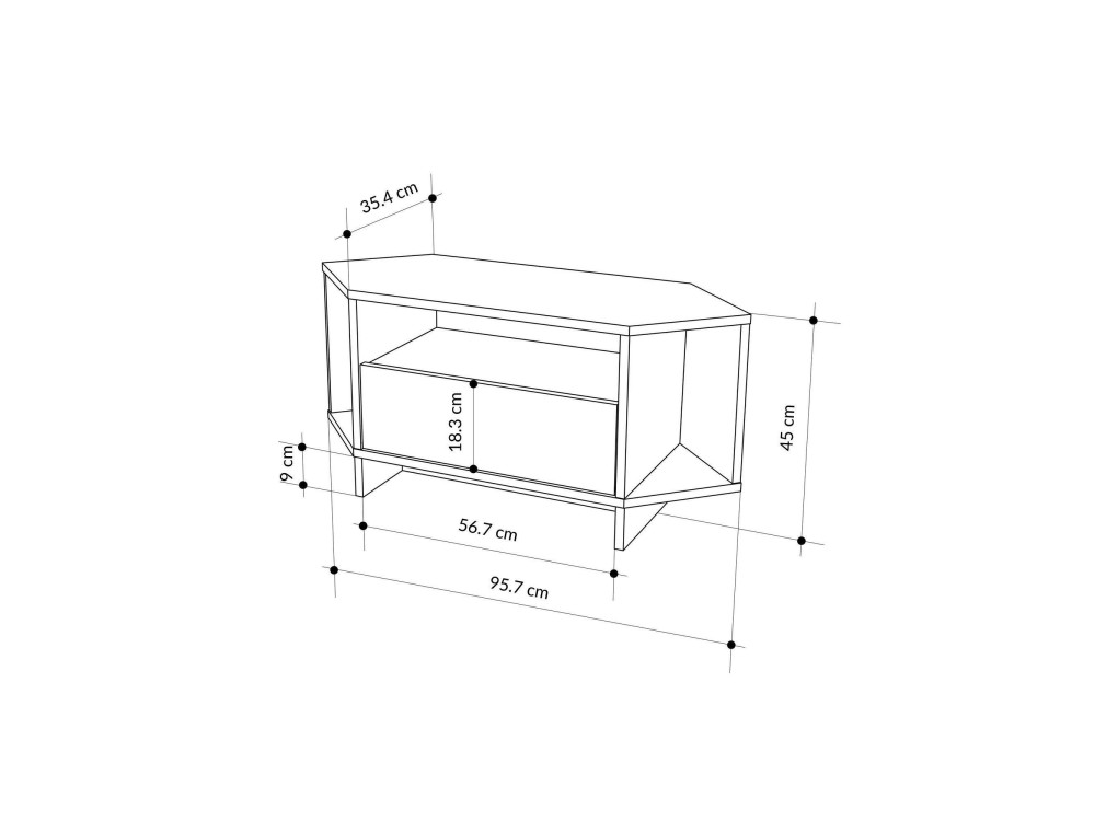 Meuble TV en bois "Viva" - 95 x 35 x 45 cm - Marron